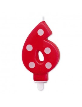Candelina Pois Rossa Numero 6
