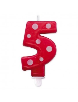 Candelina Pois Rossa Numero 5