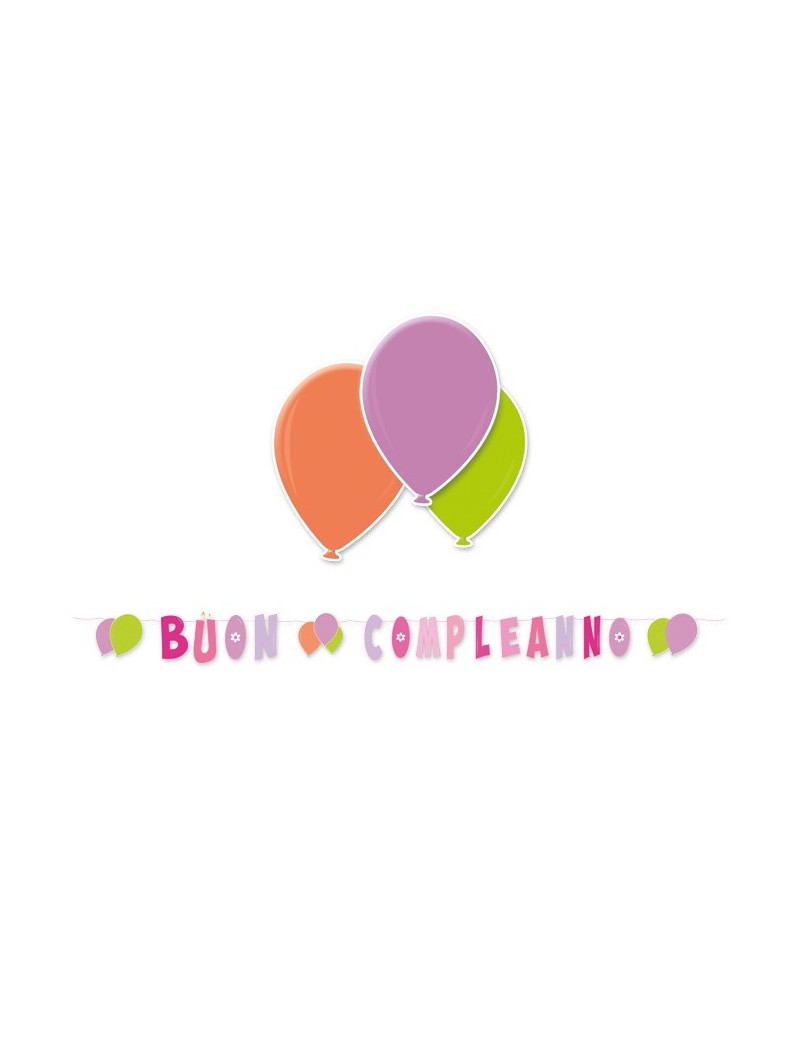Festone Rosa Buon Compleanno Palloncini