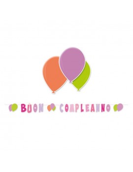 Festone Rosa Buon Compleanno Palloncini