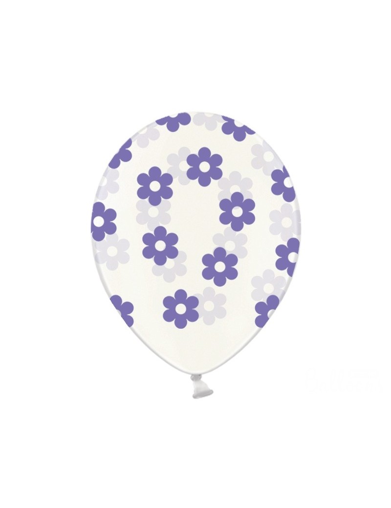 Palloncini 14" Trasparenti con Fiori Viola