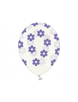 Palloncini 14" Trasparenti con Fiori Viola