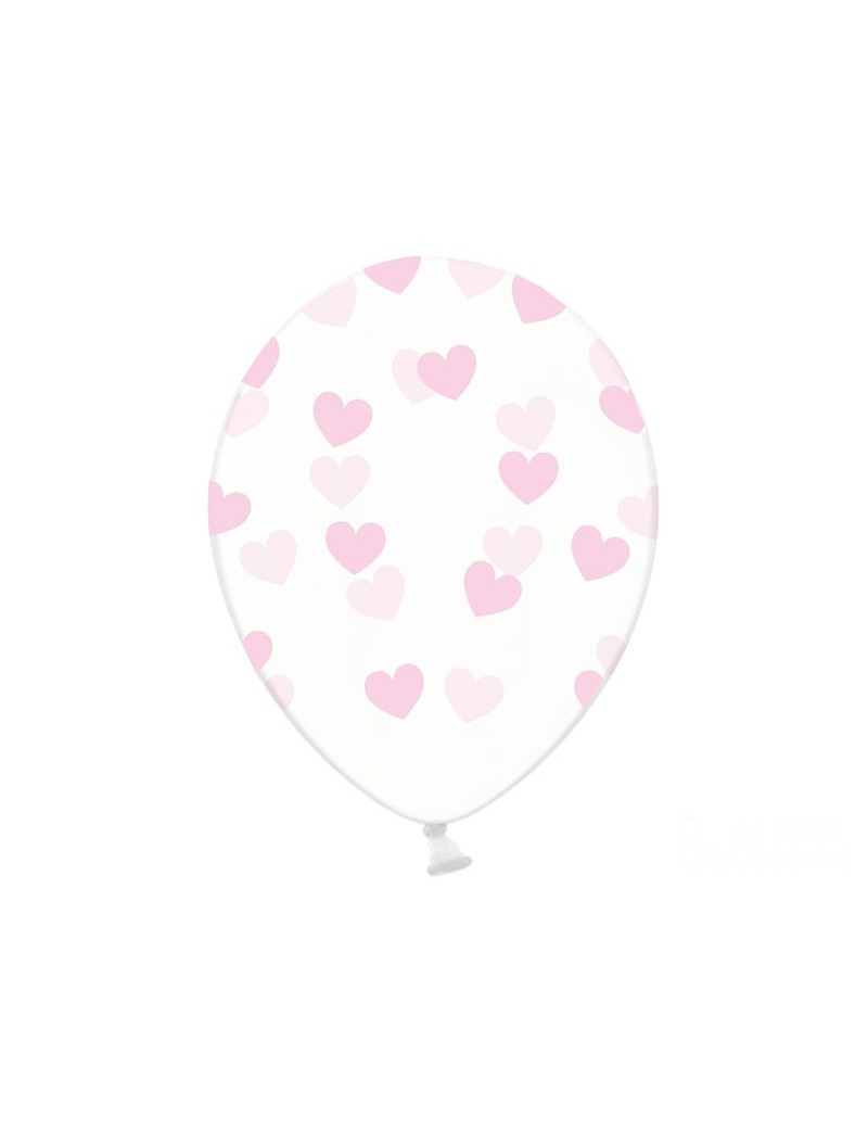 Palloncini 14" Trasparenti con Cuori Rosa
