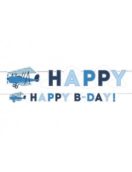 Festone Aeroplano Happy Birthday