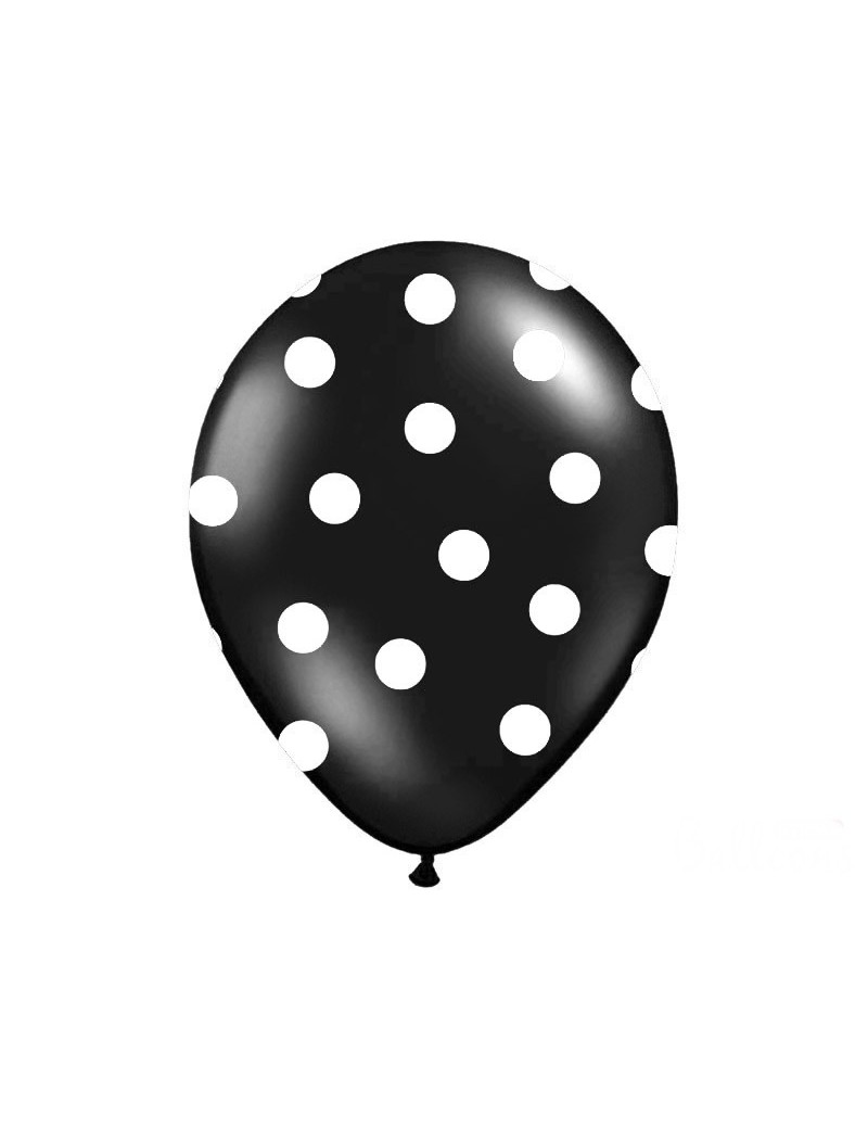 Palloncini 14" Neri a Pois Bianchi