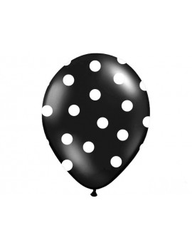 Palloncini 14" Neri a Pois Bianchi