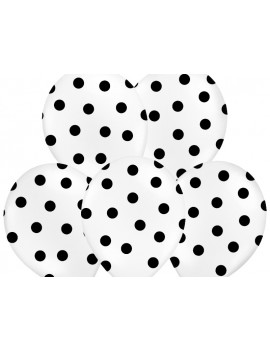 Palloncini 14" Bianchi a Pois Neri