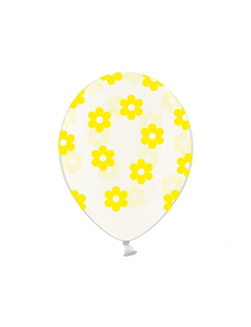 Palloncini 14" Trasparenti con Fiori Gialli