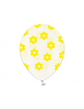 Palloncini 14" Trasparenti con Fiori Gialli