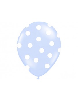 Palloncini 14" Celesti a Pois Bianchi