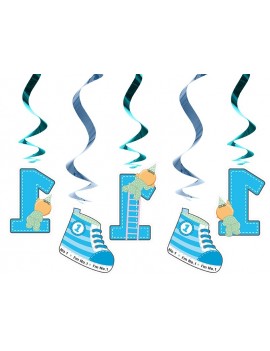 Festone Celeste Pendenti Numero 1 e Scarpette