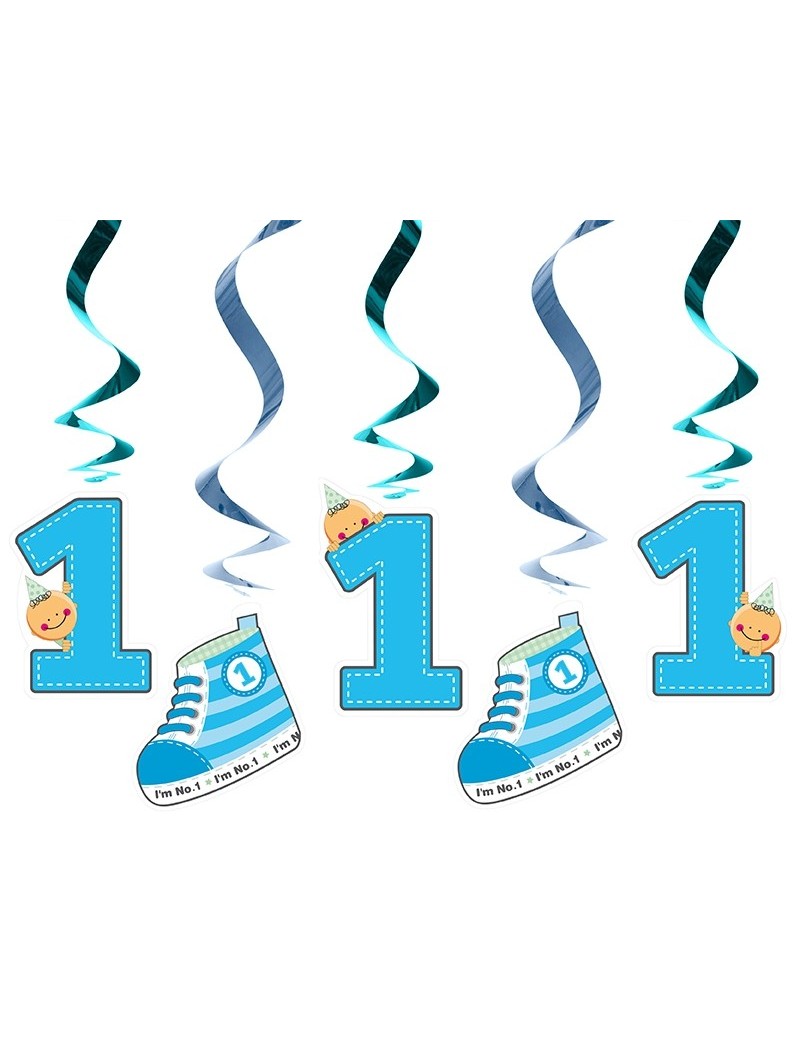 Festone Celeste Pendenti Numero 1 e Scarpette