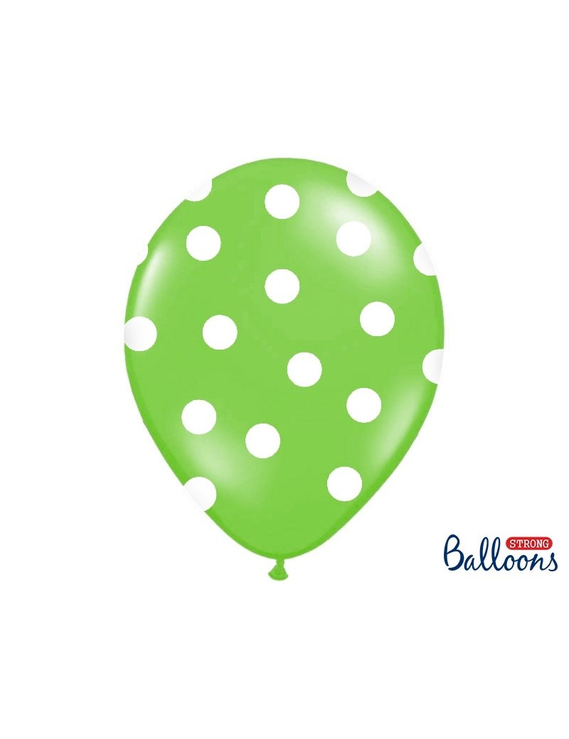 Palloncini 14" Verde Mela a Pois Bianchi
