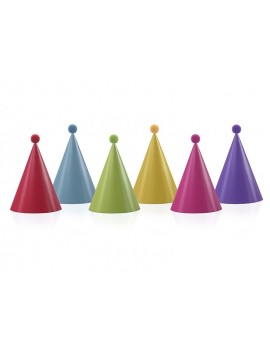 Cappelli di Carta Assortiti con Pompom (6 pz)