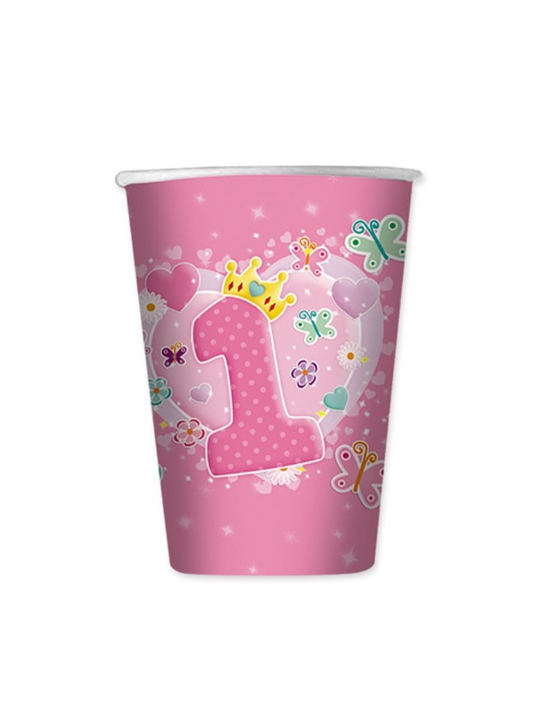 Bicchieri Rosa Primo Compleanno da 200 ml (10 pz)