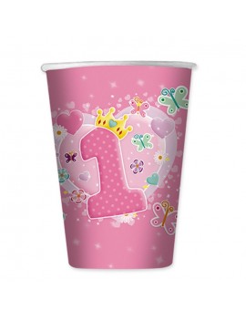 Bicchieri Rosa Primo Compleanno da 200 ml (10 pz)