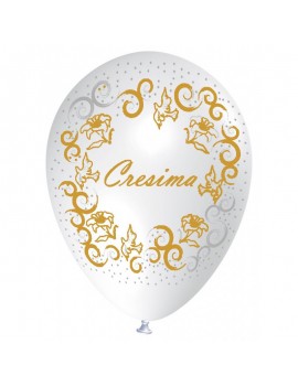 Palloncini in Lattice Cresima Bianchi Con Scritta Oro