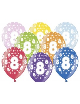 Palloncini 14" Multicolor Numero 8