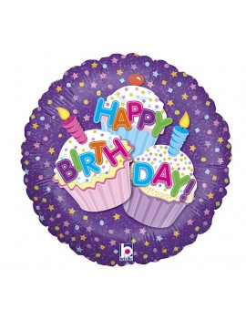 Mini Palloncino Tondo Happy Birthday Cup cakes