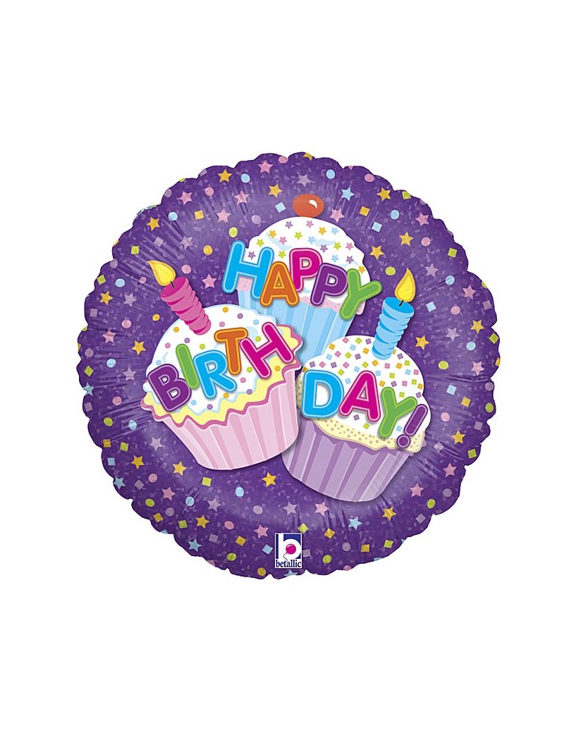 Mini Palloncino Tondo Happy Birthday Cup cakes