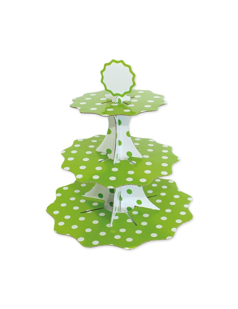 Alzatina a 3 piani Pois Verde mela