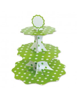 Alzatina a 3 piani Pois Verde mela