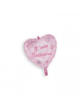 Palloncino Mini Cuore il Mio Battesimo Rosa