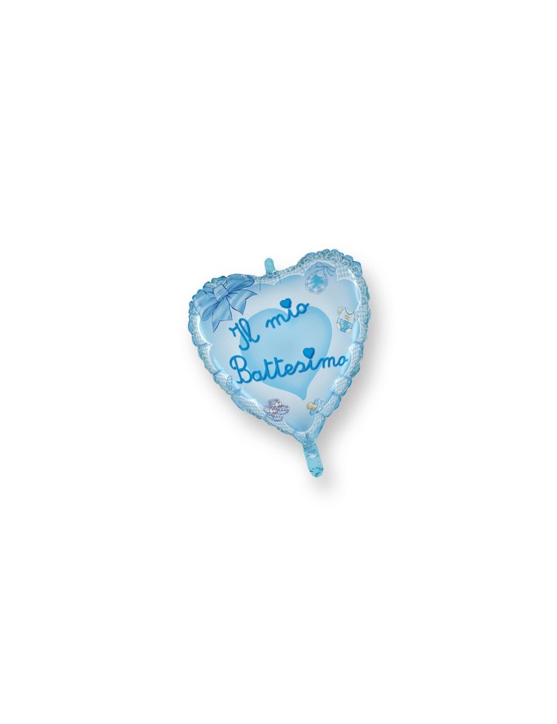 Palloncino Mini Cuore il Mio Battesimo Azzurro