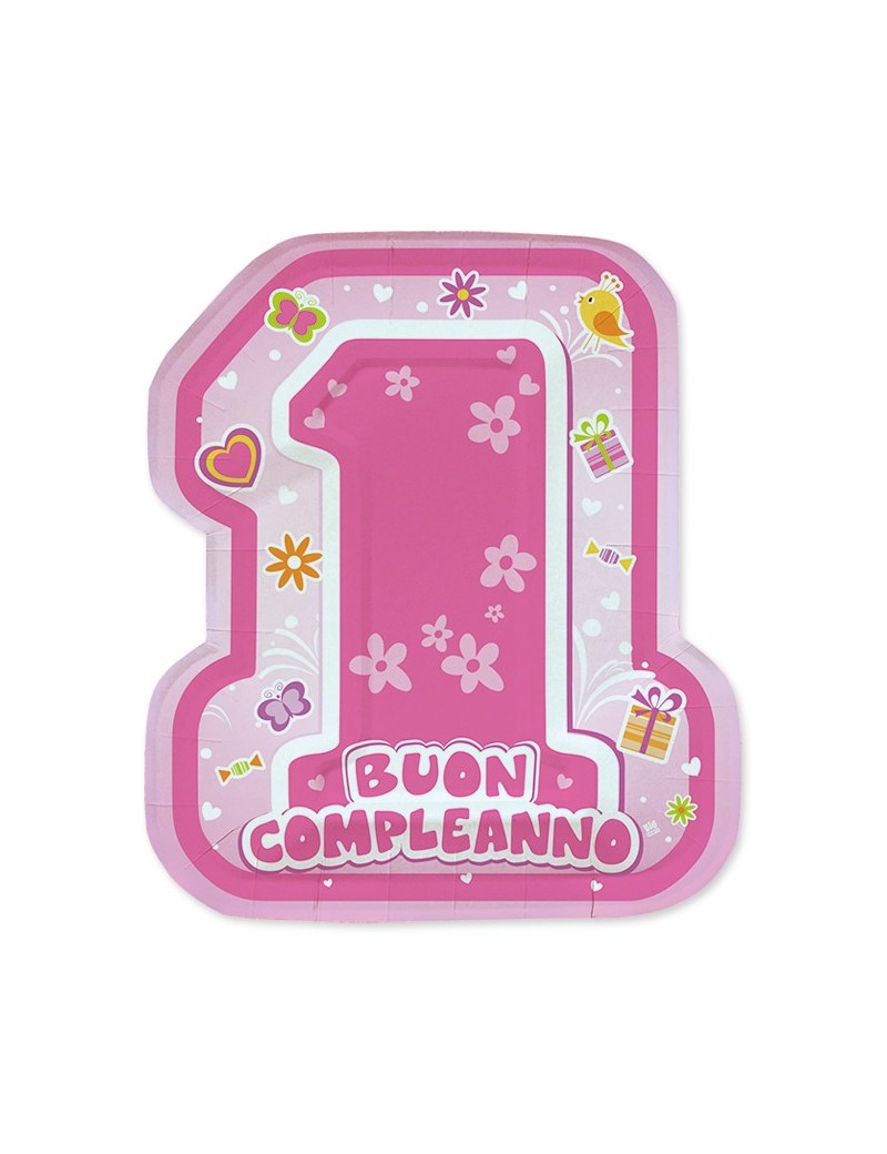 Piatti  Rosa Primo Compleanno (8 pz)