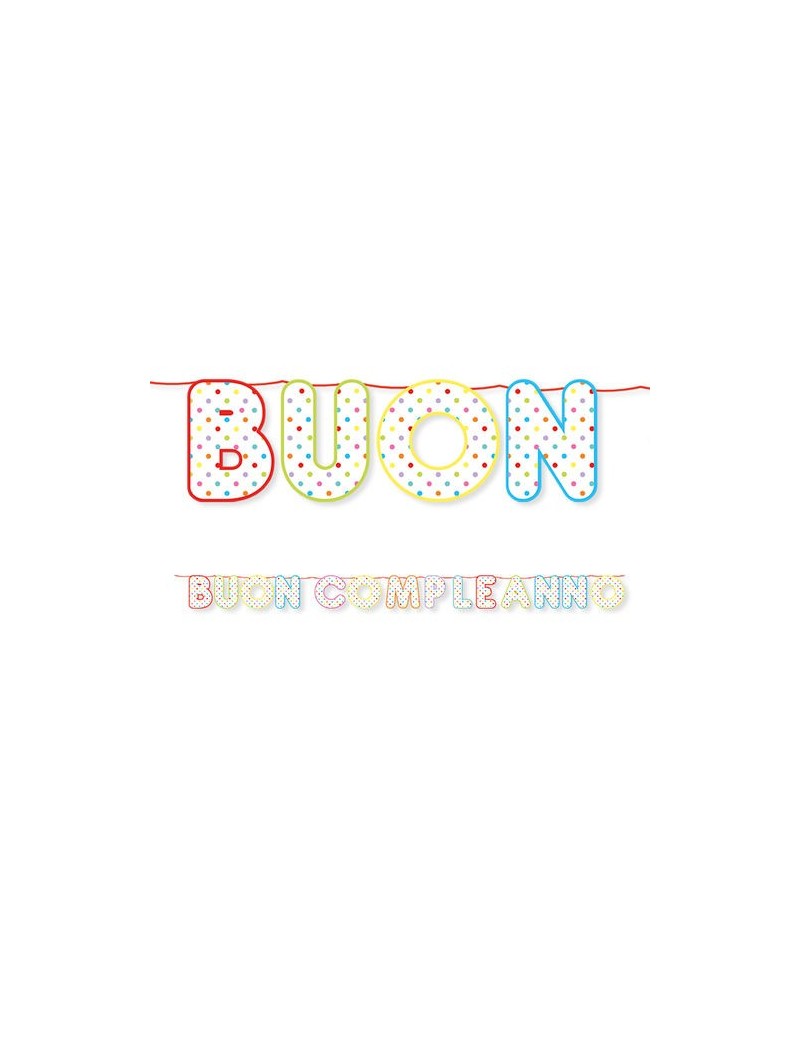 Festone Buon Compleanno Multicolor a Pois