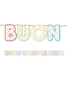 Festone Buon Compleanno Multicolor a Pois