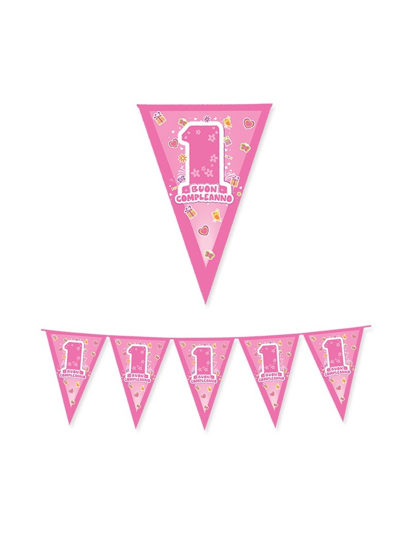 Festone Bandierina 1 Compleanno One Pink