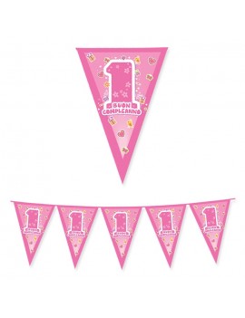 Festone Bandierina 1 Compleanno One Pink