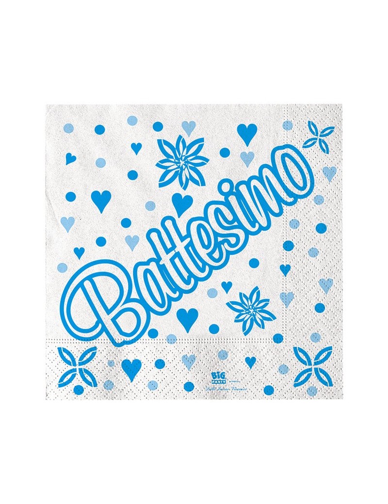 Tovaglioli con Scritta Battesimo Celeste