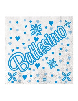 Tovaglioli con Scritta Battesimo Celeste