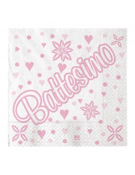 Tovaglioli con Scritta Battesimo Rosa