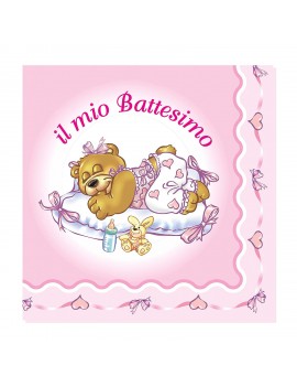 Tovaglioli Orsetto il Mio Battesimo Rosa