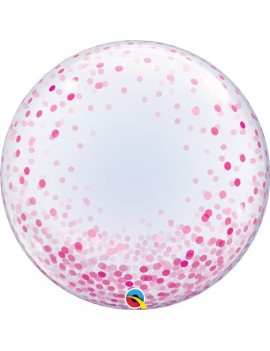 Palloncino Bubble Trasparente Con Confetti Rosa 24"