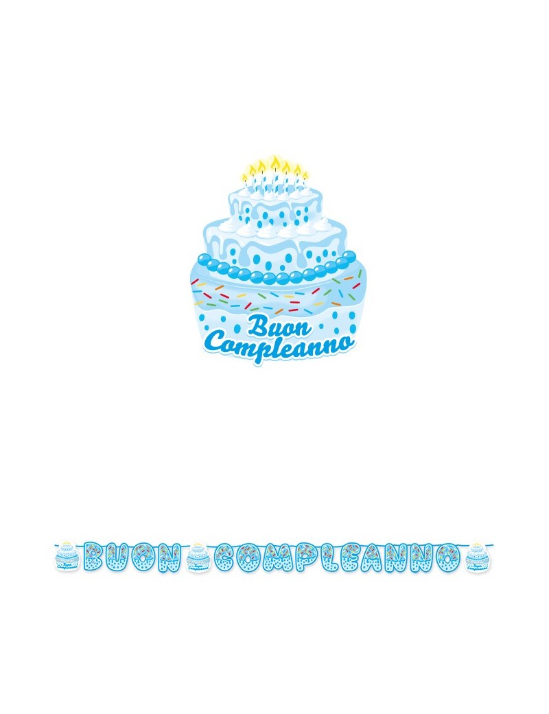 Festone Torta Buon Compleanno Celeste