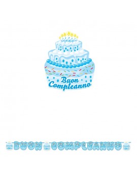 Festone Torta Buon Compleanno Celeste