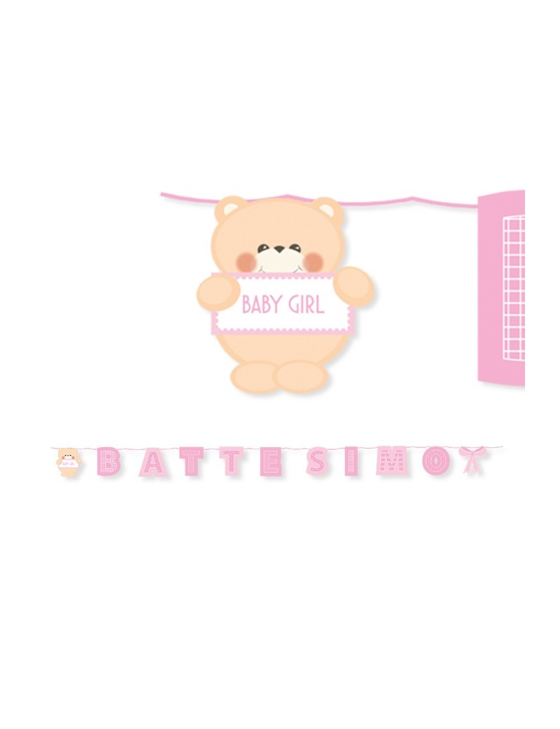 Festone Battesimo Rosa Teddy