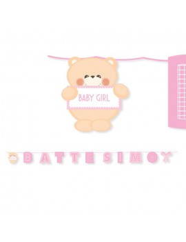 Festone Battesimo Rosa Teddy