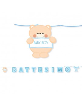 Festone Battesimo Celeste Teddy