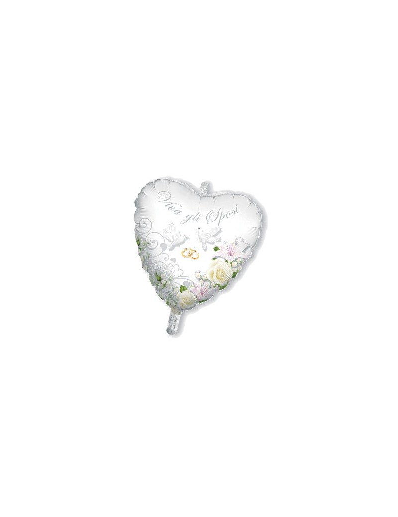 Palloncino Cuore Viva Gli Sposi 18"