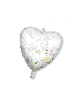 Palloncino Cuore Viva Gli Sposi 18"