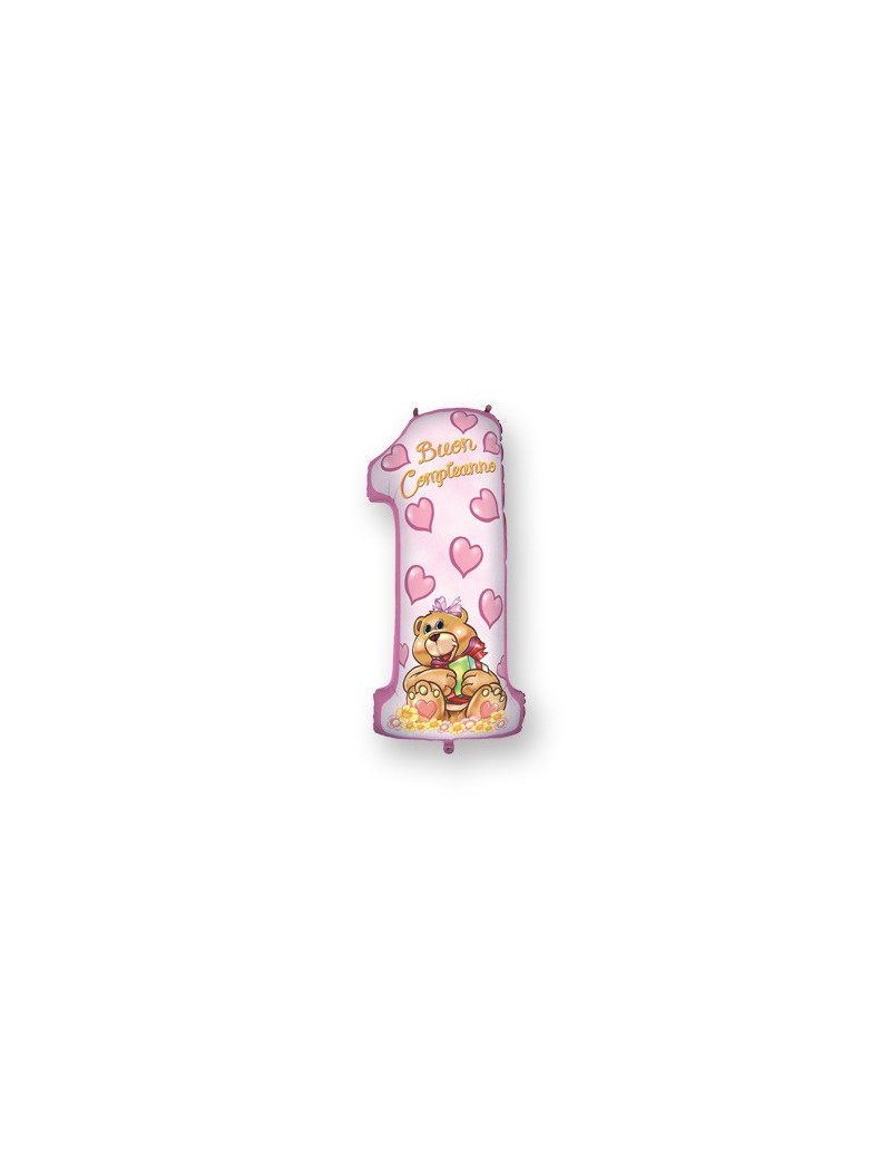 Palloncino Numero 1 Buon Compleanno Rosa