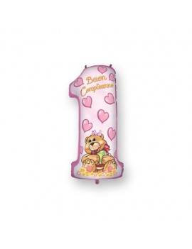 Palloncino Numero 1 Buon Compleanno Rosa