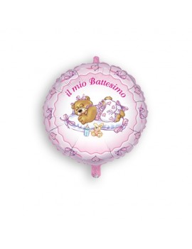 Palloncino Tondo Battesimo Rosa