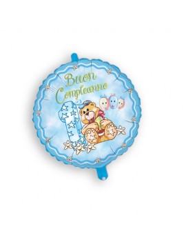 Palloncino Tondo 1 Compleanno Celeste