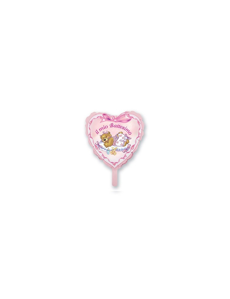 Palloncino Mini Cuore Battesimo Rosa